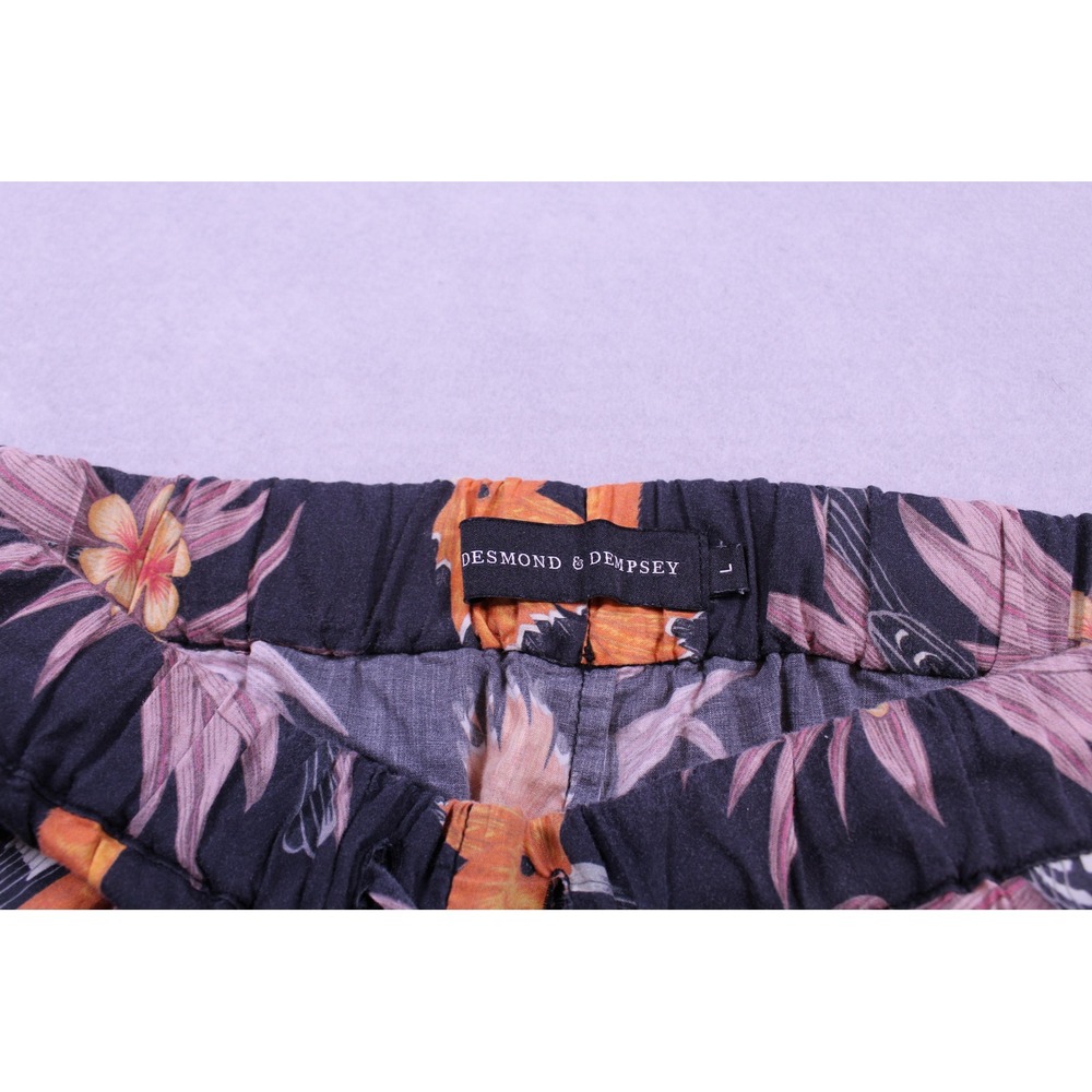 Desmond & Dempsey Men Hoopoe Bird Print Pajama Shorts Gray Cotton Large - Picture 4 of 5